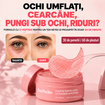 Plasturi PureSkin cu 17 peptide pentru ochi umflați, cearcăne și pungi sub ochi